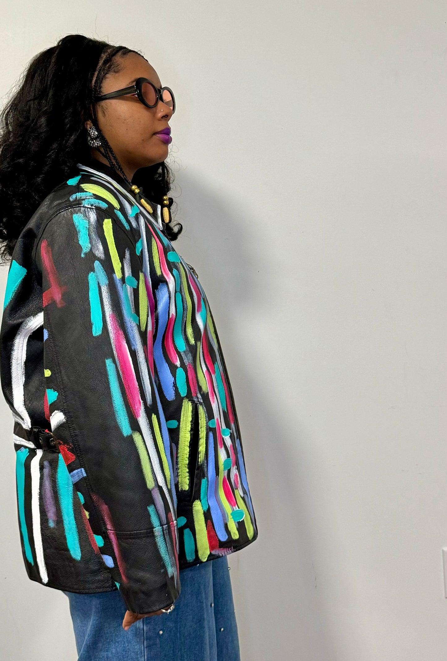 Eclectic Jazz 1:1 handpainted genuine leather jacket