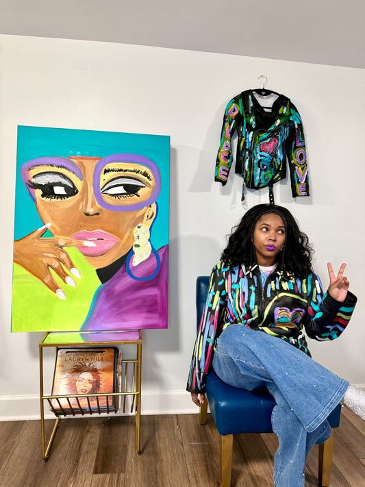 Eclectic Jazz 1:1 handpainted genuine leather jacket